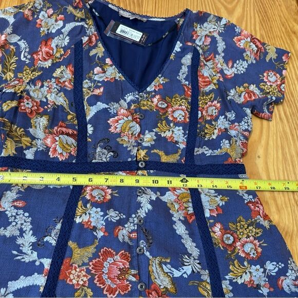 NWT Miss Me Dress Lace Floral Lined High Low Button Front Short Sleeve M - Picture 9 of 14